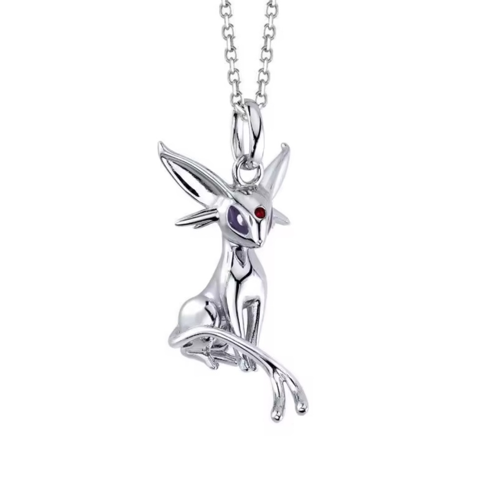 925 Sterling Silver Pokemon Espeon Pendant Unisex Necklace Pocket Monsters Anime - Picture 3 of 6